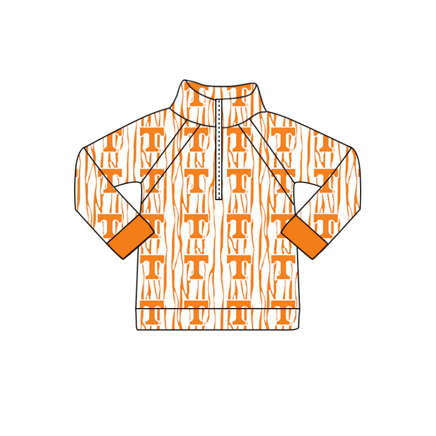 (Custom Design Preorder MOQ 5 Each Design) Team's Tennessee Print Pullover Zipper Top Mom and Me Matching Clothes