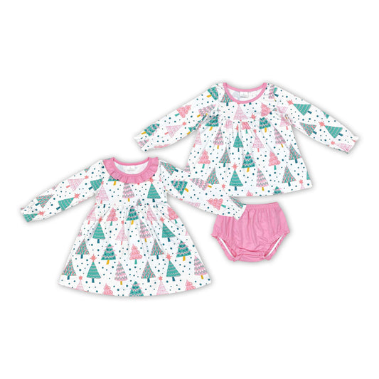 Christmas Tree Pink Print Sisters Christmas Matching Clothes