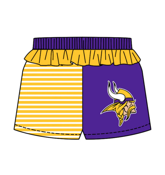 (Custom Design Preorder MOQ 5) Team's Vikings Stripes Print Girls Summer Bottom Shorts