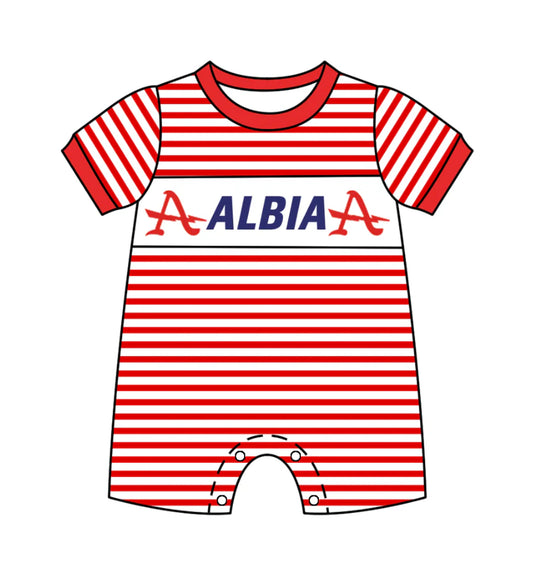 (Custom Design Preorder MOQ 5)  Team's ALBIA Print Baby Boys Summer Romper