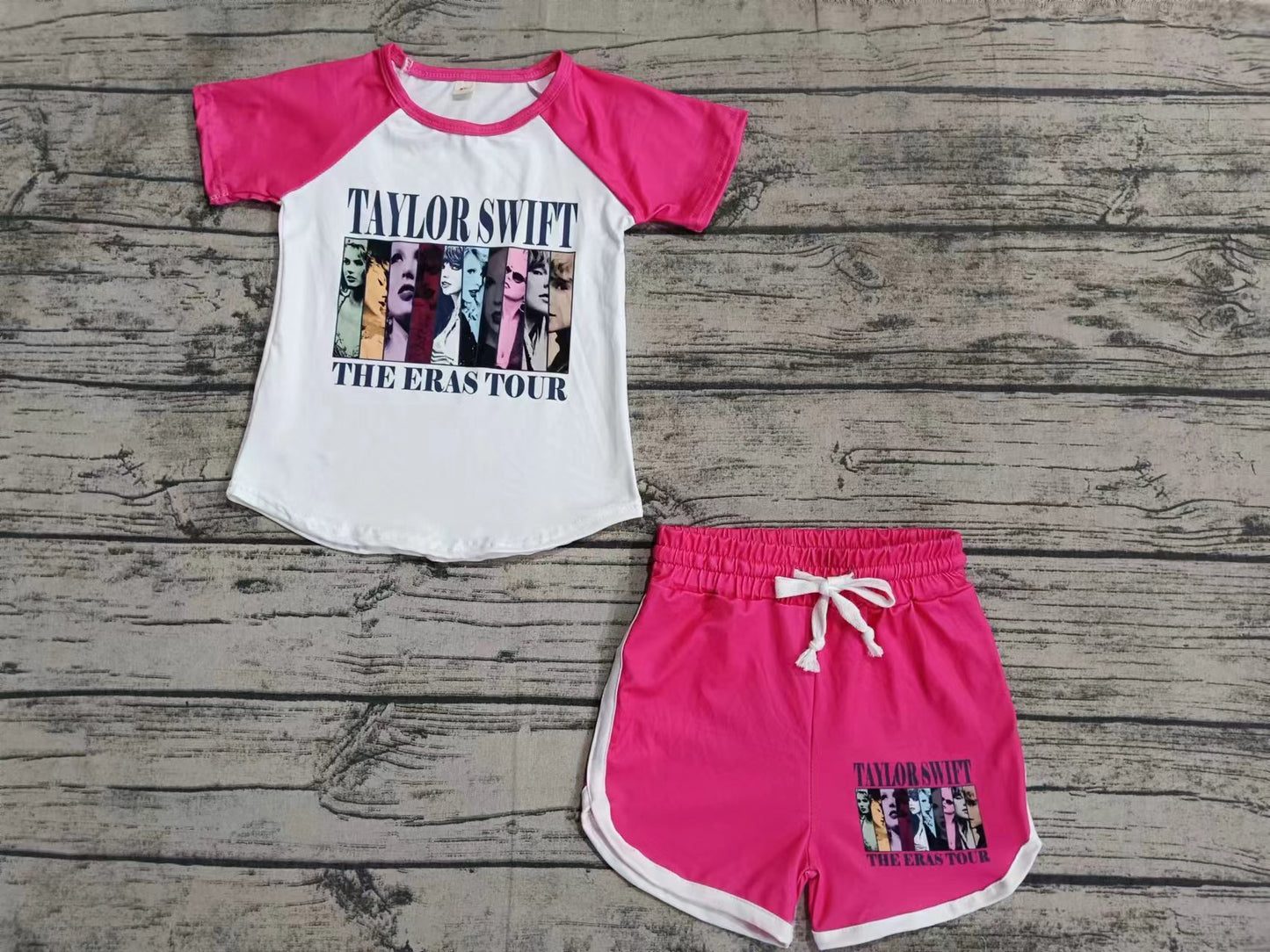 (Custom Design Preorder MOQ 5) Singer Swiftie Print Girls Summer Clothes Set