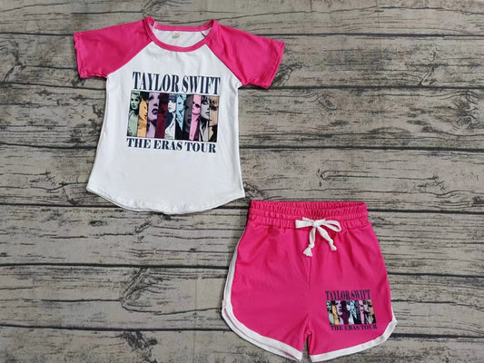 (Custom Design Preorder MOQ 5) Singer Swiftie Print Girls Summer Clothes Set