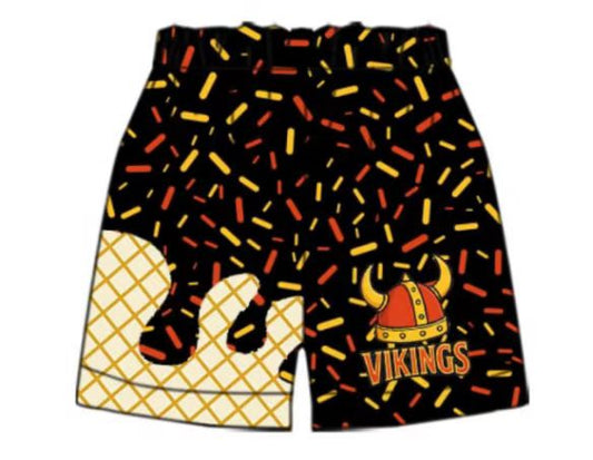 (Custom Design Preorder MOQ 5 Each Item) Team's VIKINGS Sprinkles Print Summer Bottom Shorts Mom and Me Matching Clothes