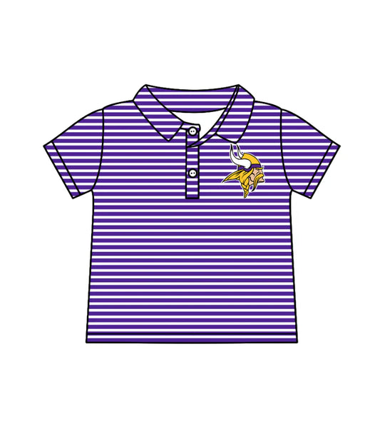 (Custom Design Preorder MOQ 5)  Team's Vikings Stripes Print Boys Summer Polo Tee Shirts Top