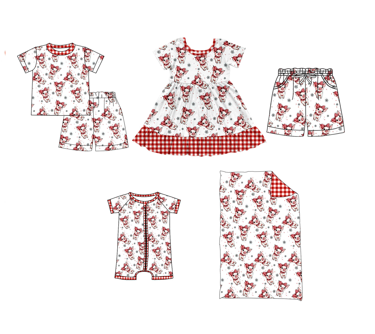 (Custom Design Preorder MOQ 5 Each Design) Pig Flowers Print Family Summer Matching Clothes