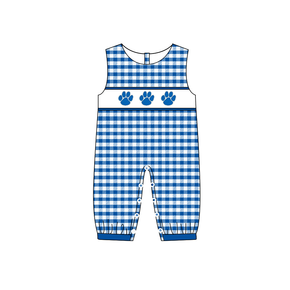 (Custom Design Preorder MOQ 5) Team's UK Paw Blue Print Baby Boys Summer Romper