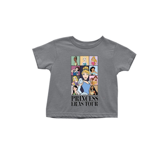 (Custom Design Preorder MOQ 5) Grey Princess Print Girls Summer Tee Shirts Top