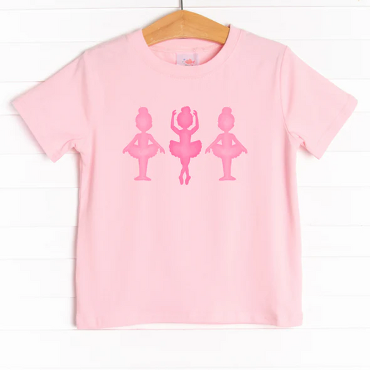 (Custom Design Preorder MOQ 5)  Dancing Girls Pink Print Girls Summer Tee Shirts Top