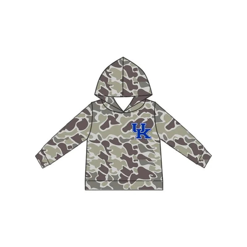 (Custom Design Preorder MOQ 5 Each Item) Team's Kentucky Camo Print Hoodie Top Mom and Me Matching Clothes