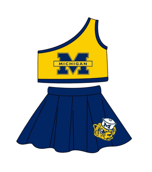 (Split Order Preorder) Deadline July 22 Team's MICHIGAN Print Girls Skirts Clothes Set