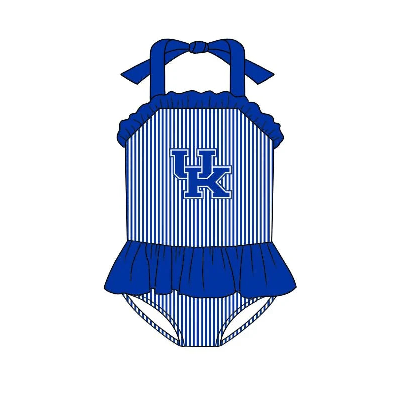 (Custom Design Preorder MOQ 5)  Team's Kentucky UK Print Girls 1 Piece Swimsuits