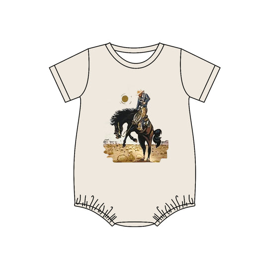 (Custom Design Preorder MOQ 5) Rodeo Print Baby Boys Summer Romper