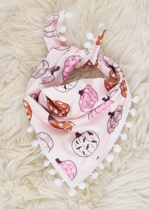 (Custom Design Preorder MOQ 5) Pink Pumpkin Print Collar Doggy Bandana