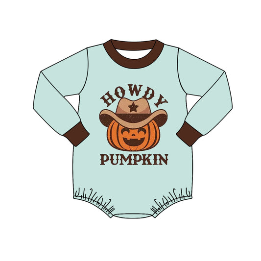 (Custom Design Preorder MOQ 5) Howdy Pumpkin Print Baby Fall Romper