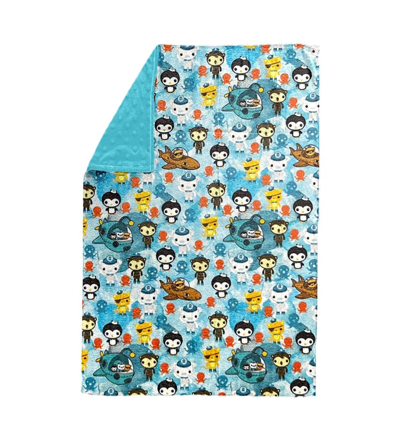 (Custom Design Preorder MOQ 5) Cartoon Animals Blue Print Baby Blanket