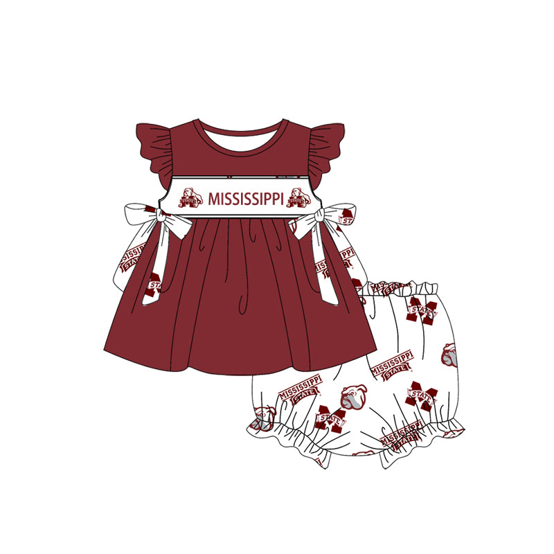 1.7(Custom Design Preorder MOQ 5 Each Design) Team's MISSISSIPPI Print Kids Summer Matching Clothes Sibling Wear