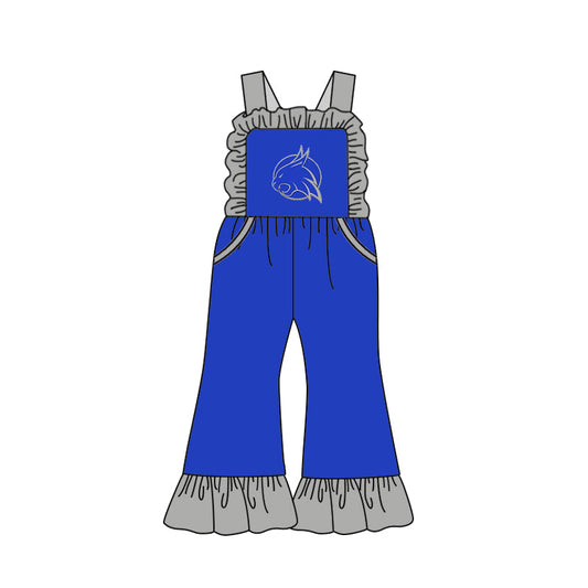 (Custom Design Preorder MOQ 5) Team's Smyer Blue Print Girls Summer Jumpsuits