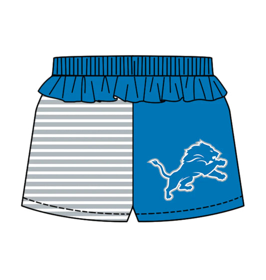 (Custom Design Preorder MOQ 5) Team's Detroit Lions Stripes Print Girls Summer Bottom Shorts