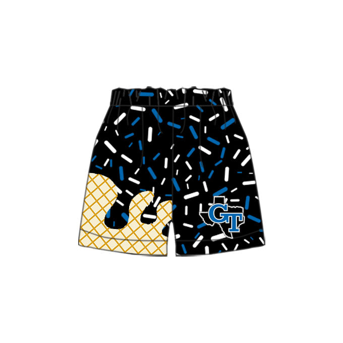 (Custom Design Preorder MOQ 5 Each Item) Team's Gunter Sprinkles Black Print Summer Bottom Shorts Mom and Me Matching Clothes
