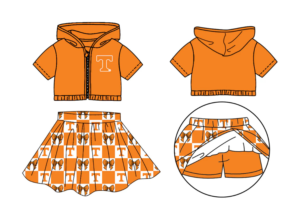 (Custom Design Preorder MOQ 5 Each Color) Team's Tennessee Bows Plaid Print Girls Summer Clothes Sisters Matching Wear