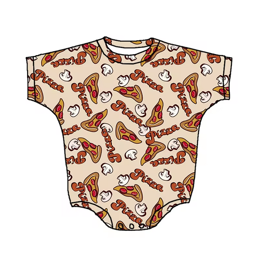 (Custom Design Preorder MOQ 5) Pizza Print Baby Summer Romper