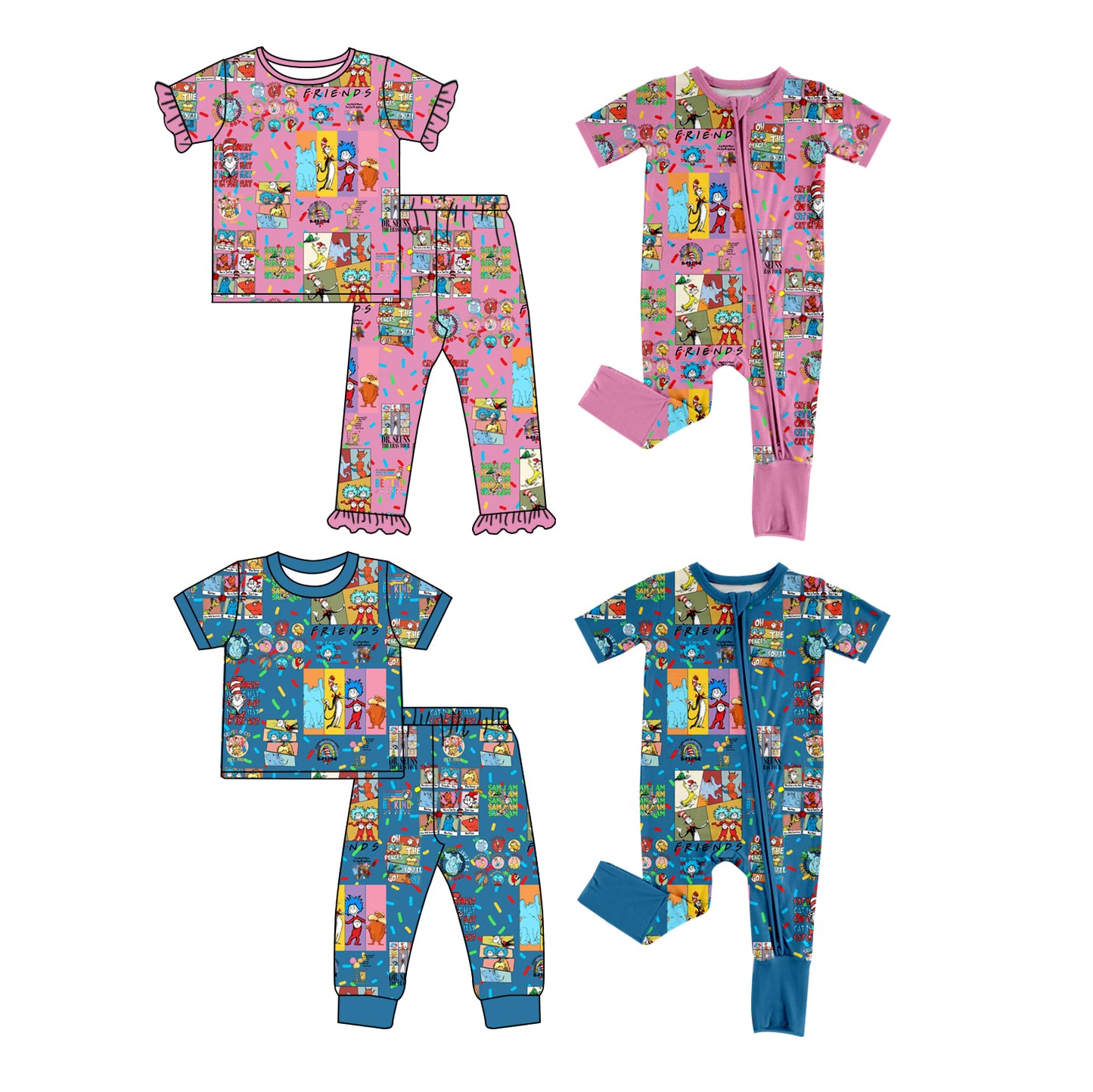 11.29(Custom Design Preorder MOQ 5 Each Design) Dr.Reading Print Kids Matching Clothes Sibling Wear