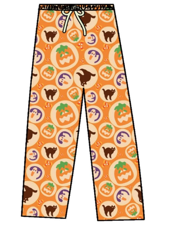 (Custom Design Preorder MOQ 5)  Adult Pumpkin Print Woman Halloween Pajamas Bamboo Pants