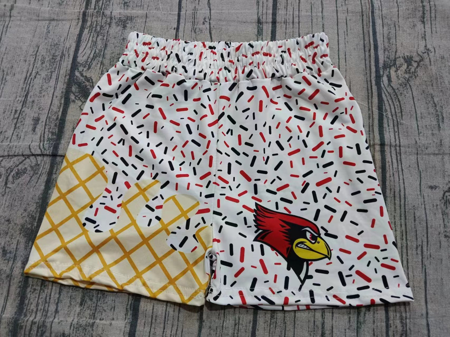(Custom Design Preorder MOQ 5 Each Item) Team's Cardinals Sprinkles Print Summer Bottom Shorts Mom and Me Matching Clothes