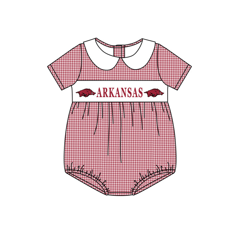 (Custom Design Preorder MOQ 5) Team's ARKANSAS Print Baby Boys Summer Romper