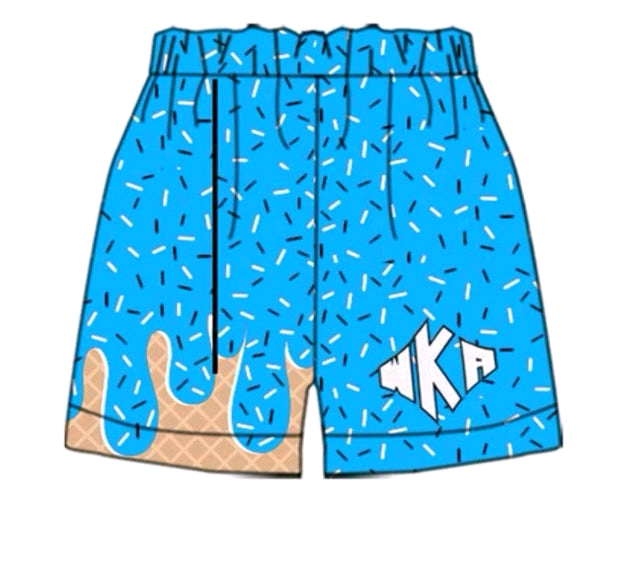 (Custom Design Preorder MOQ 5 Each Item) Team's K Blue Sprinkles Print Summer Bottom Shorts Mom and Me Matching Clothes
