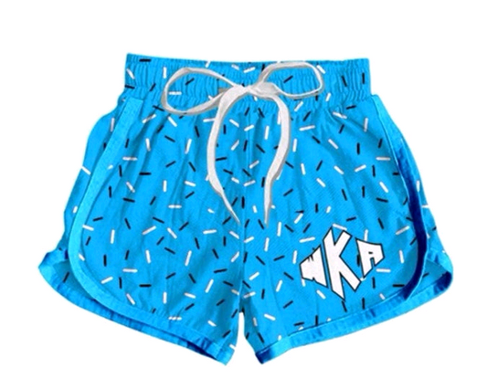 (Custom Design Preorder MOQ 5 Each Item) Team's K Blue Sprinkles Print Summer Bottom Sports Shorts Mom and Me Matching Clothes
