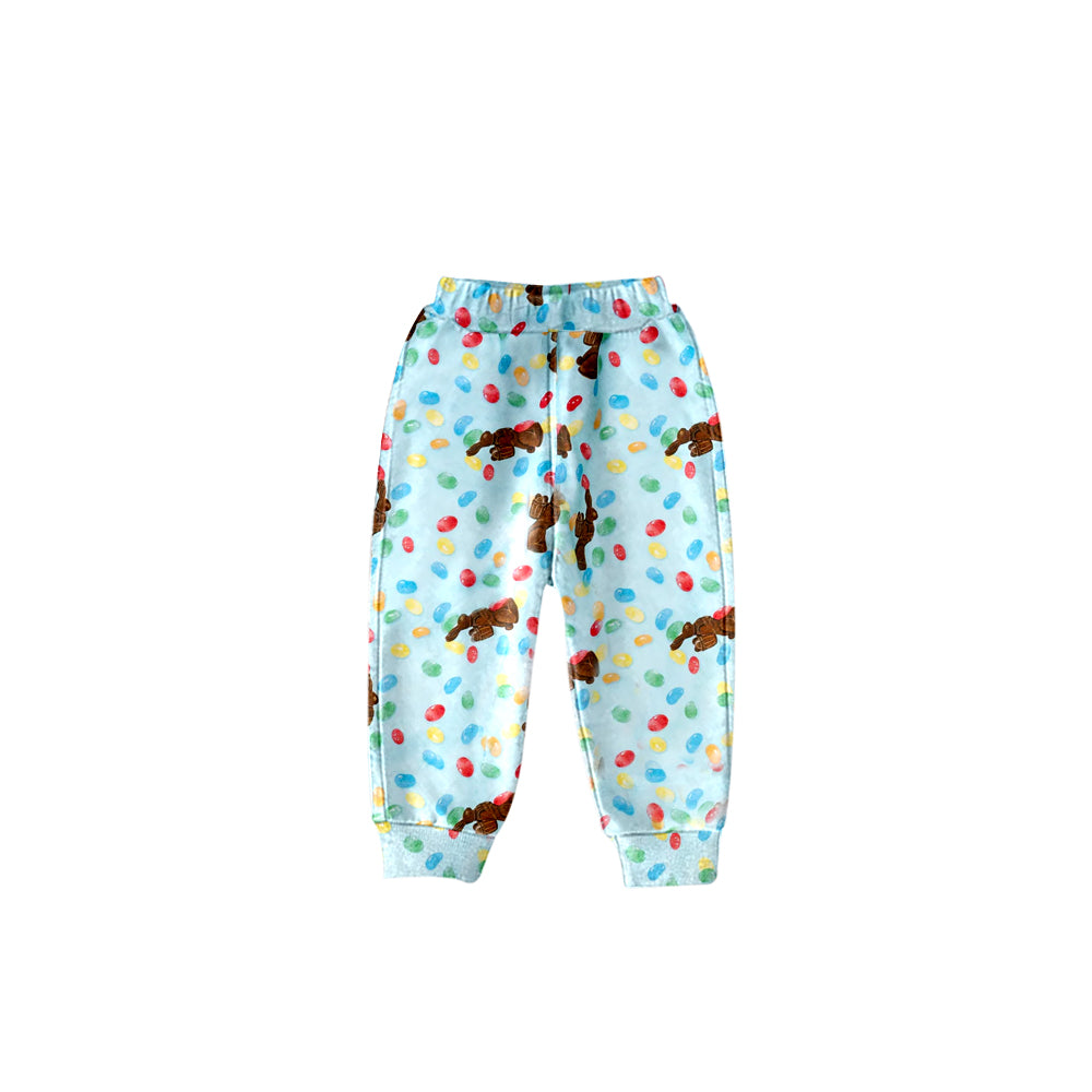 (Custom Design MOQ 5) NO.7 Bunny Colorful Egg Print Kids Easter Pants