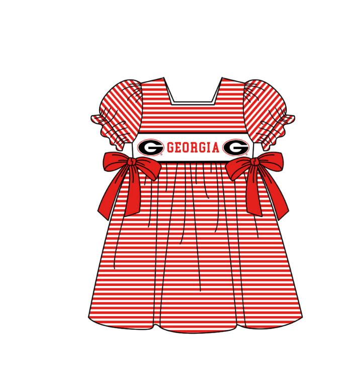 (Custom Design Preorder MOQ 5 Each Item) Team's Georgia Print Kids Summer Matching Clothes Sibling Wear