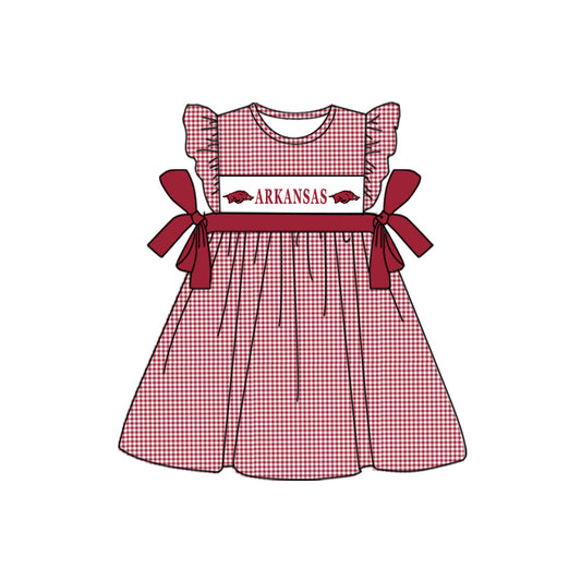 (Custom Design Preorder MOQ 5) Team's ARKANSAS Print Girls Knee Length Summer Dress