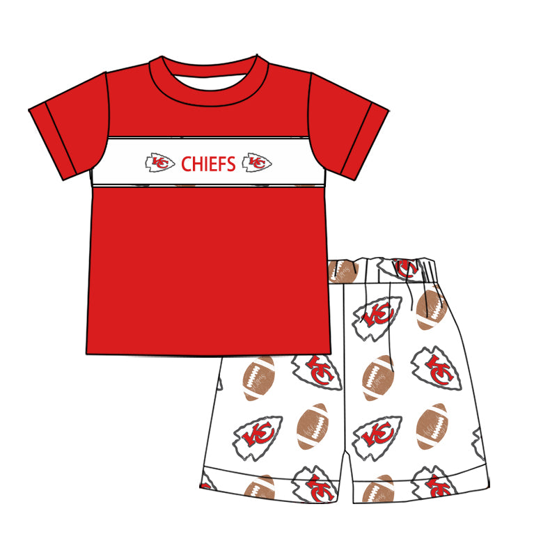 1.9(Custom Design Preorder MOQ 5 Each Design) Team's CHIEFS Print Kids Summer Matching Clothes Sibling Wear