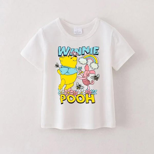 (Custom Design Preorder MOQ 5) Cartoon Bear Print Kids Summer Tee Shirts Top