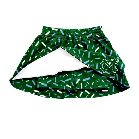 (Custom Design Preorder MOQ 5 Each Item) Team's MC Green Sprinkles Print Summer Bottom Skirts Shorts Mom and Me Matching Clothes