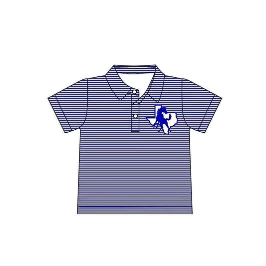 (Custom Design Preorder MOQ 5 Each Item)Team's Olton Blue Stripes Print Polo Top Mom and Me Matching Clothes
