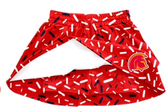 (Custom Design Preorder MOQ 5 Each Item) Team's Red Sprinkles Print Summer Bottom Skirts Shorts Mom and Me Matching Clothes