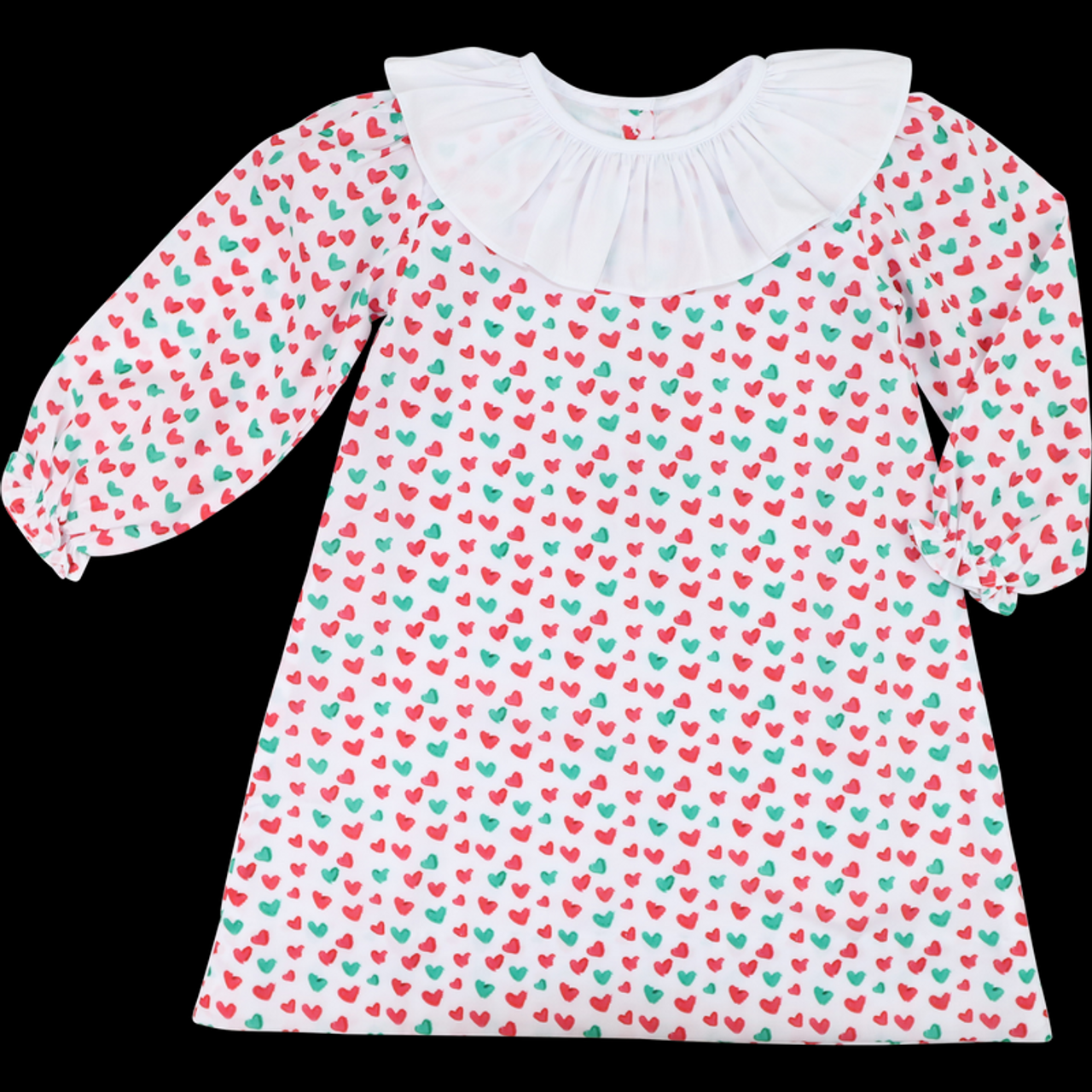 (Custom Design Preorder MOQ 5) Red Green Heart Print Girls Valentine's Day Knee Length Dress