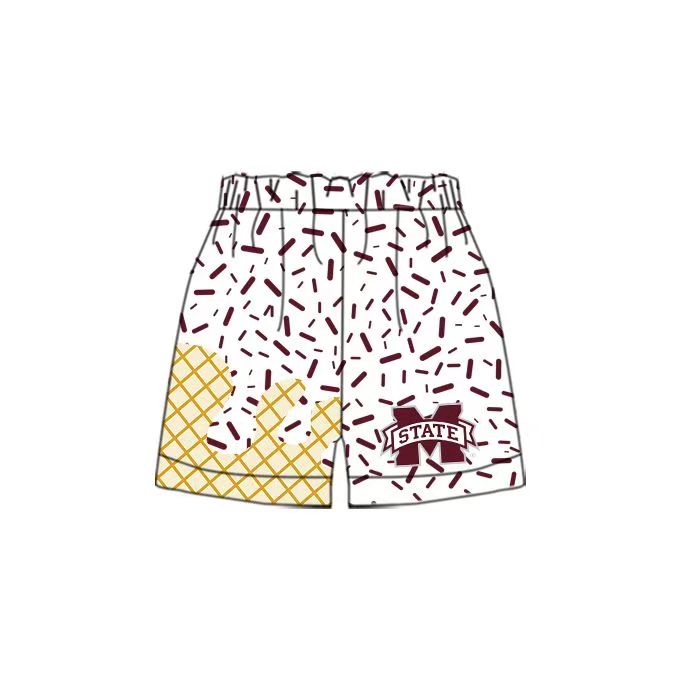 (Custom Design Preorder MOQ 5 Each Item) Team's STATE Sprinkles Print Summer Bottom Shorts Mom and Me Matching Clothes