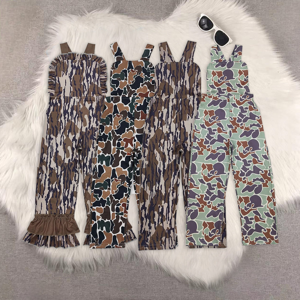 4 Colors Camo Print Kids Summer Jumpsuits Sisters Wear
