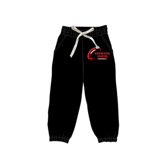 (Custom Design Preorder MOQ 5 Each Design) Team's Shawnee Indians Black Print Joggers Bottom Pants Mom and Me Matching Clothes