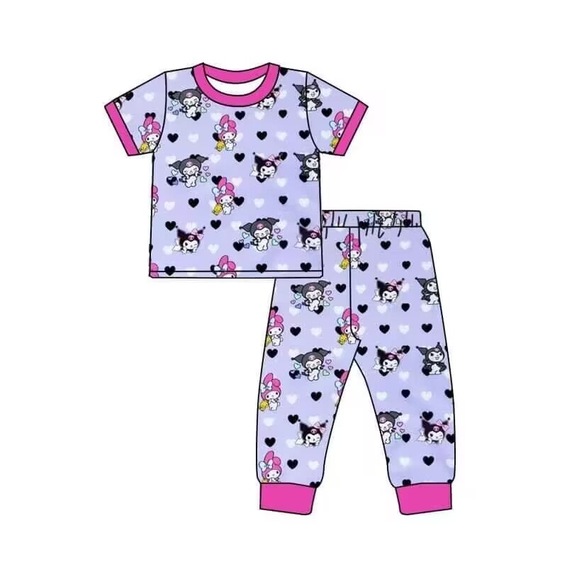 (Custom Design Preorder MOQ 5)  Cartoon Bunny Print Girls Clothes Set