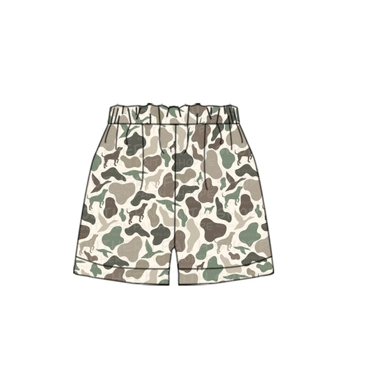 (Split Order Preorder) Deadline Feb.26 Dog Duck Camo Print Kids Hunting Bottom Shorts