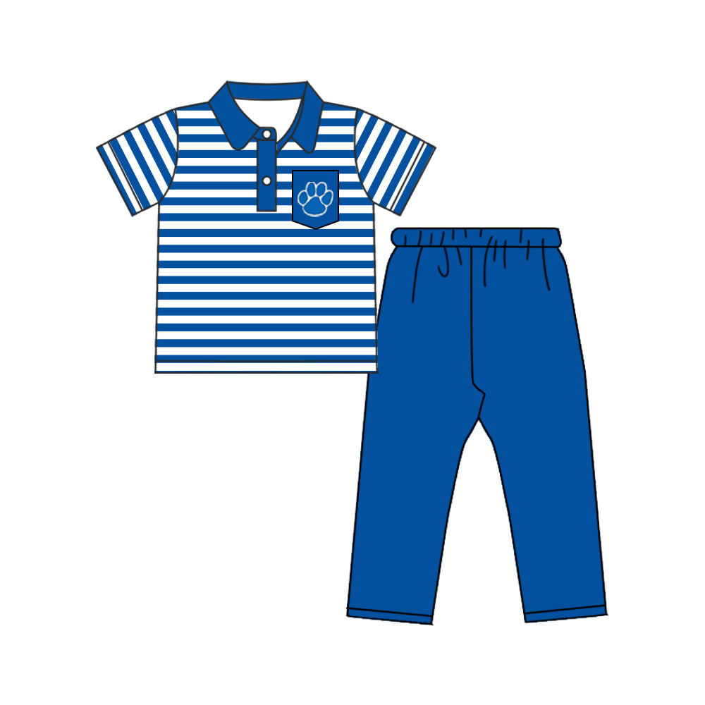 (Custom Design Preorder MOQ 5) Team's UK Paw Blue Print Boys Clothes Set