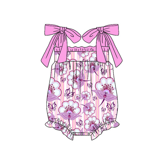(Custom Design Preorder MOQ 5) Flowers Print Baby Girls Summer Romper