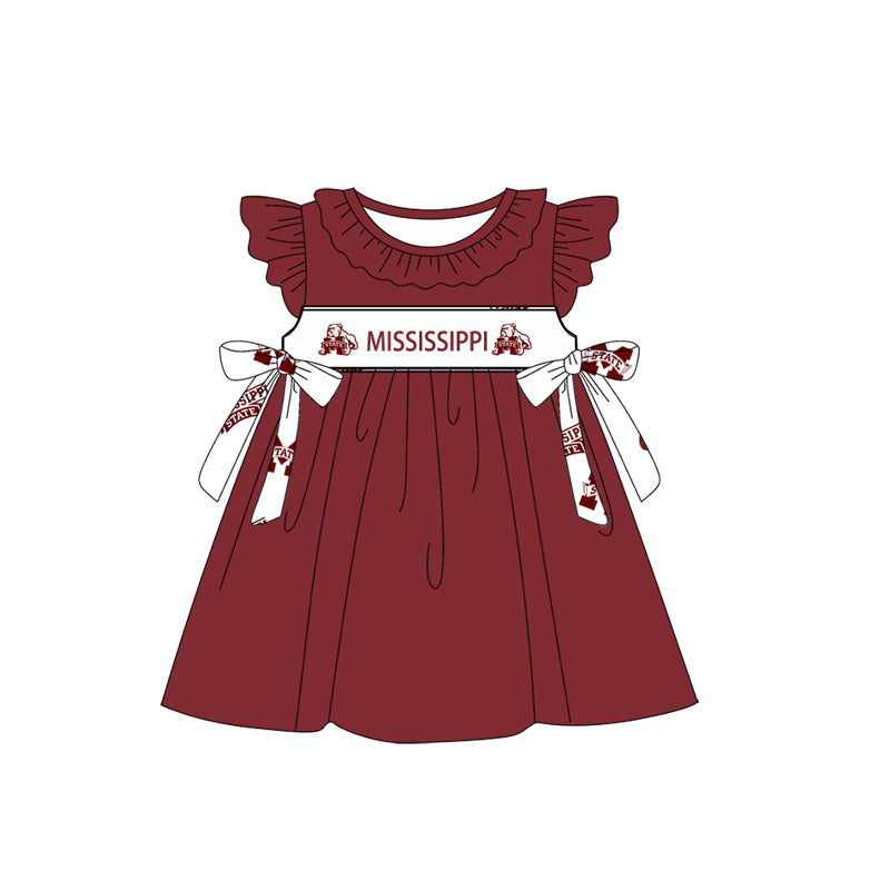 1.7(Custom Design Preorder MOQ 5 Each Design) Team's MISSISSIPPI Print Kids Summer Matching Clothes Sibling Wear