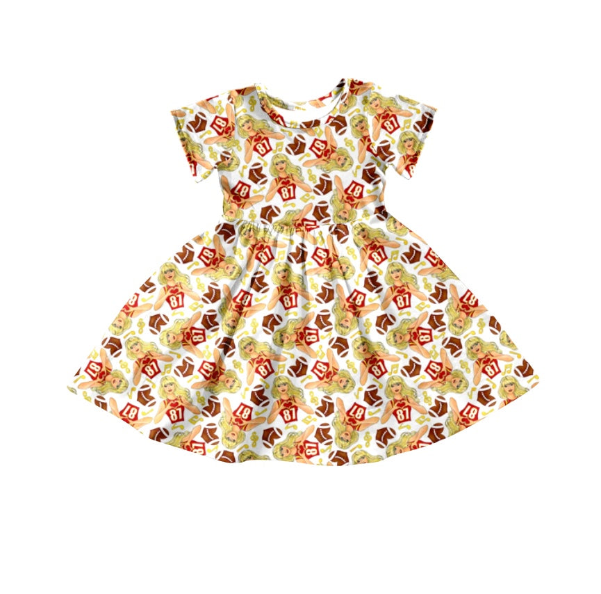 (Custom Design Preorder MOQ 5)  Singer Yellow Print Girls Knee Length Summer Dress