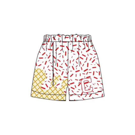 (Custom Design Preorder MOQ 5 Each Item) Team's C White Sprinkles Print Summer Bottom Shorts Mom and Me Matching Clothes